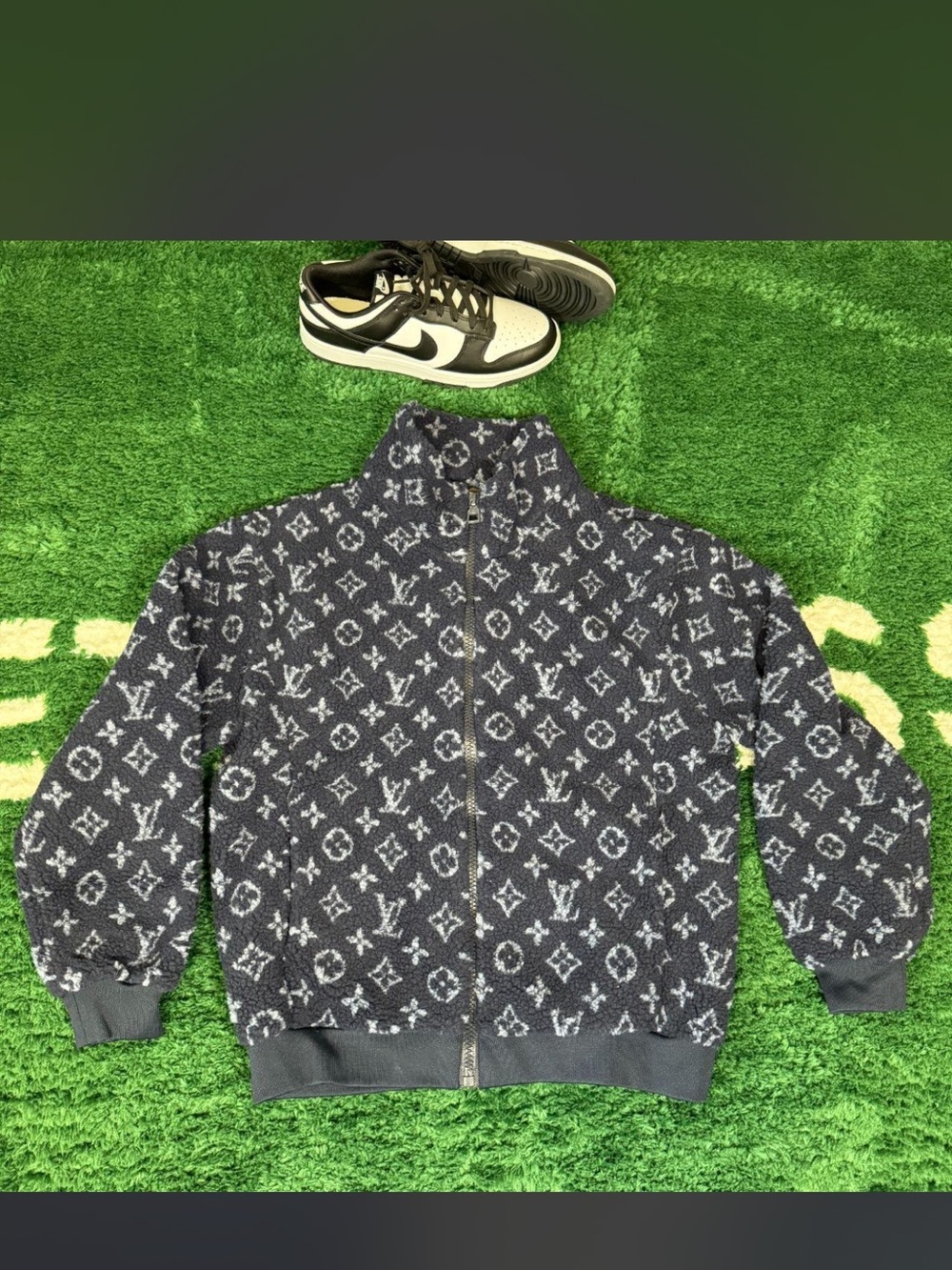 Louis Vuitton Kids Navy & White Monogram Zip Jacket